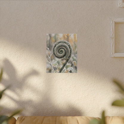 Winter Fern Unfurling Watercolor Canvas Art | Cozy Decor