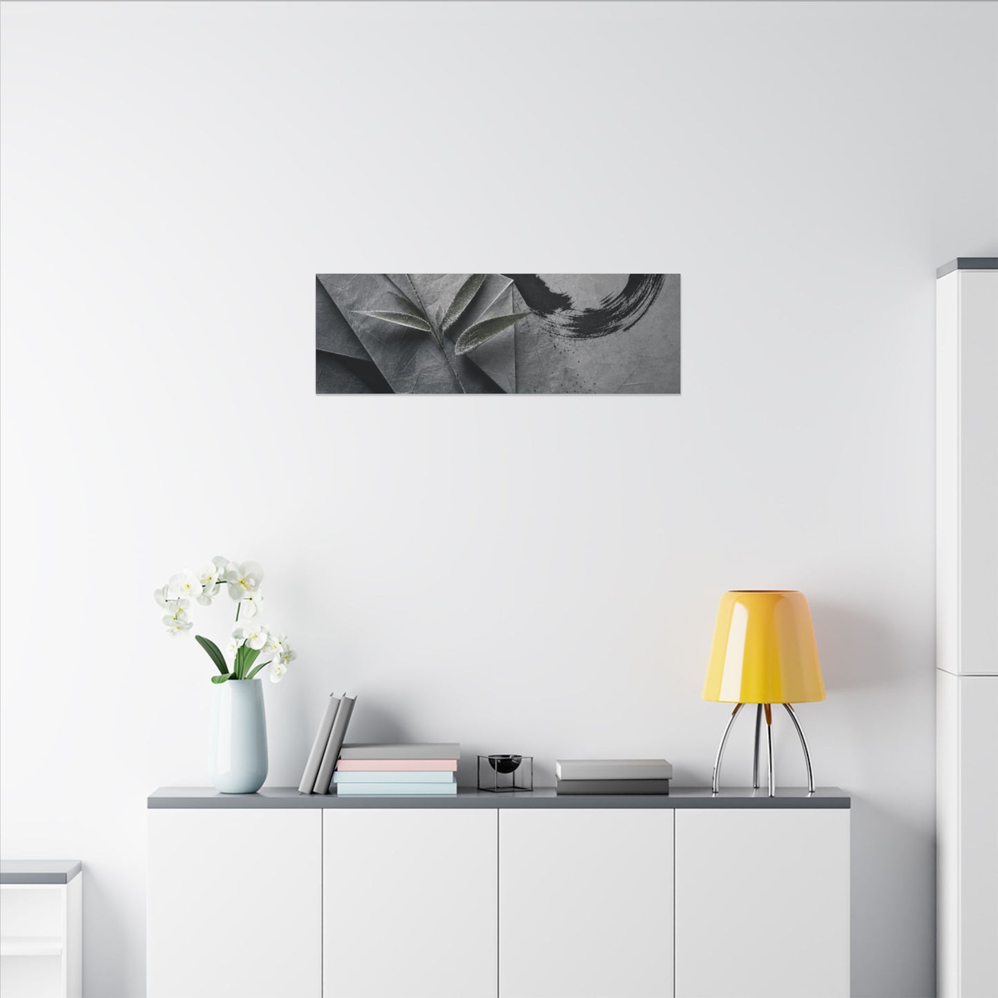 Winter Paper Fold Enso Canvas Art | Serene Decor