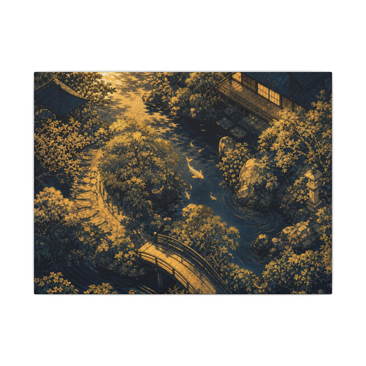 Contemplative Moonlit Garden Canvas Art - Ukiyo E Inspired Zen