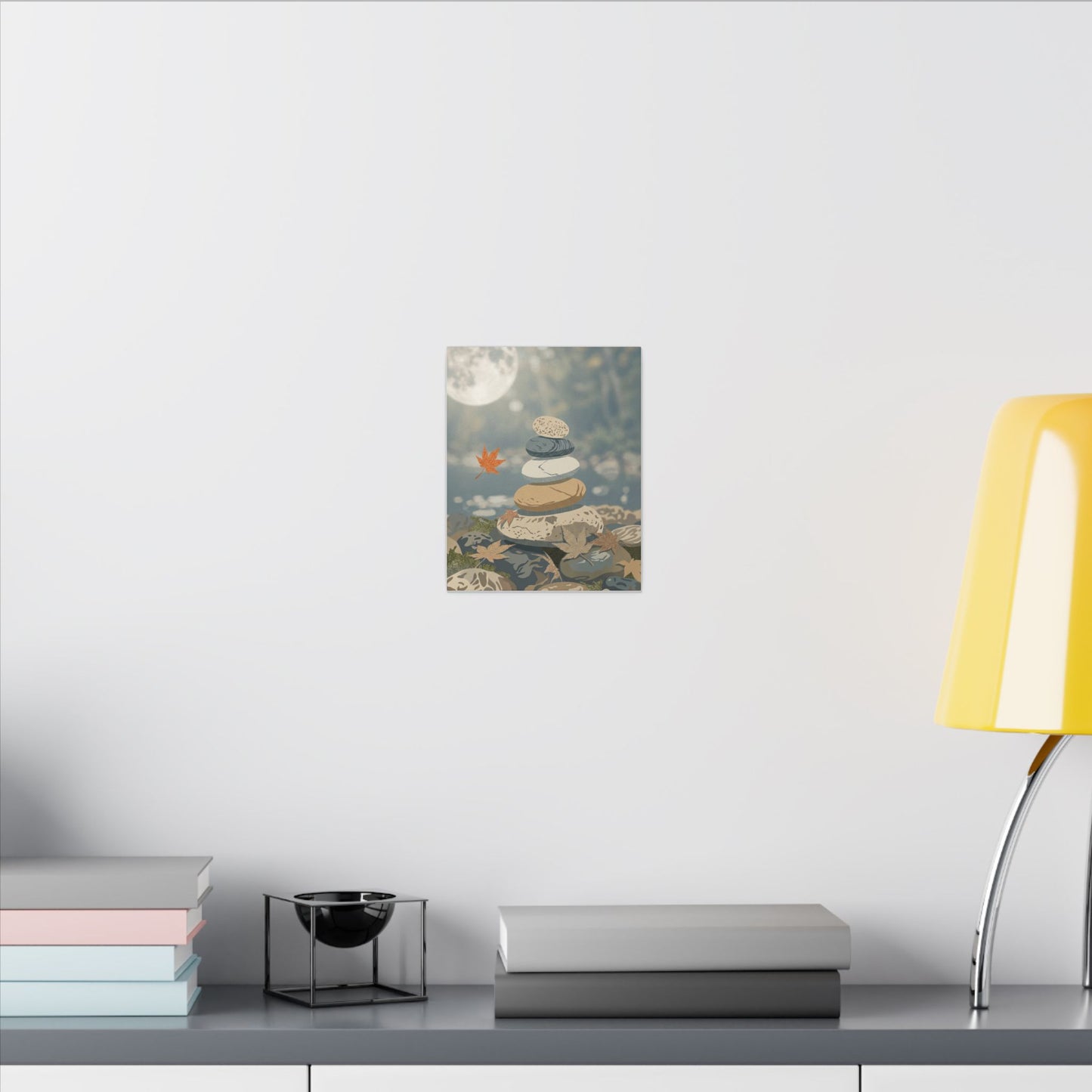 Warm River Stones Canvas Art - Japanese Pattern Japandi