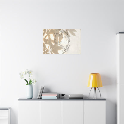 Warm Shoji Screen Canvas Art - Minimal Line Japandi