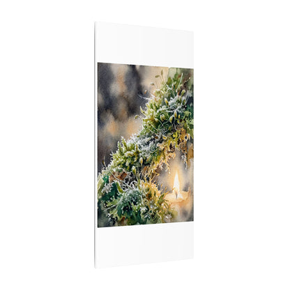 Winter Moss Close Up Watercolor Canvas Art | Neutral Decor