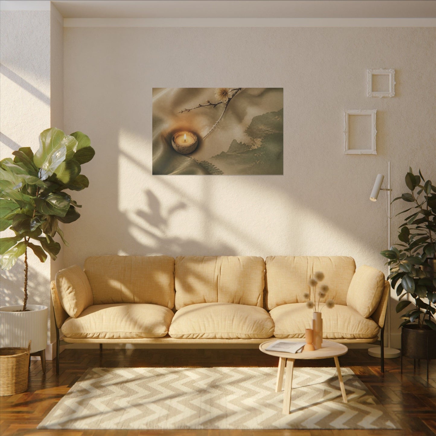 Silk Drape Japanese Pattern Canvas Art | Warm Japandi Art