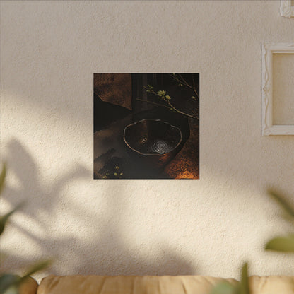 Atmospheric Ceramic Bowl Canvas Art - Shadow Zen Dark Japandi