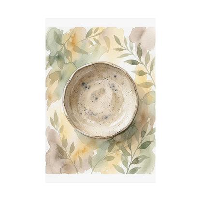 Elegant Ceramic Bowl Wall Art Print - Watercolor Japandi