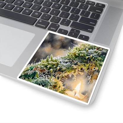 Japandi Moss Close Up in Candlelight | Watercolor Sticker