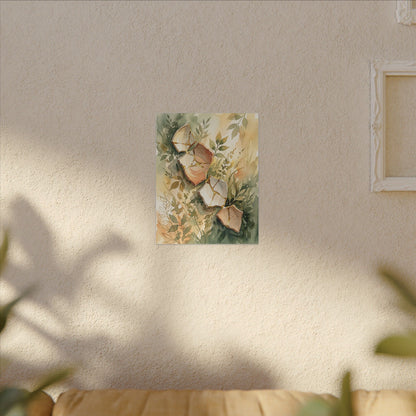 Japandi Broken Pottery in Golden Hour | Watercolor Canvas Art