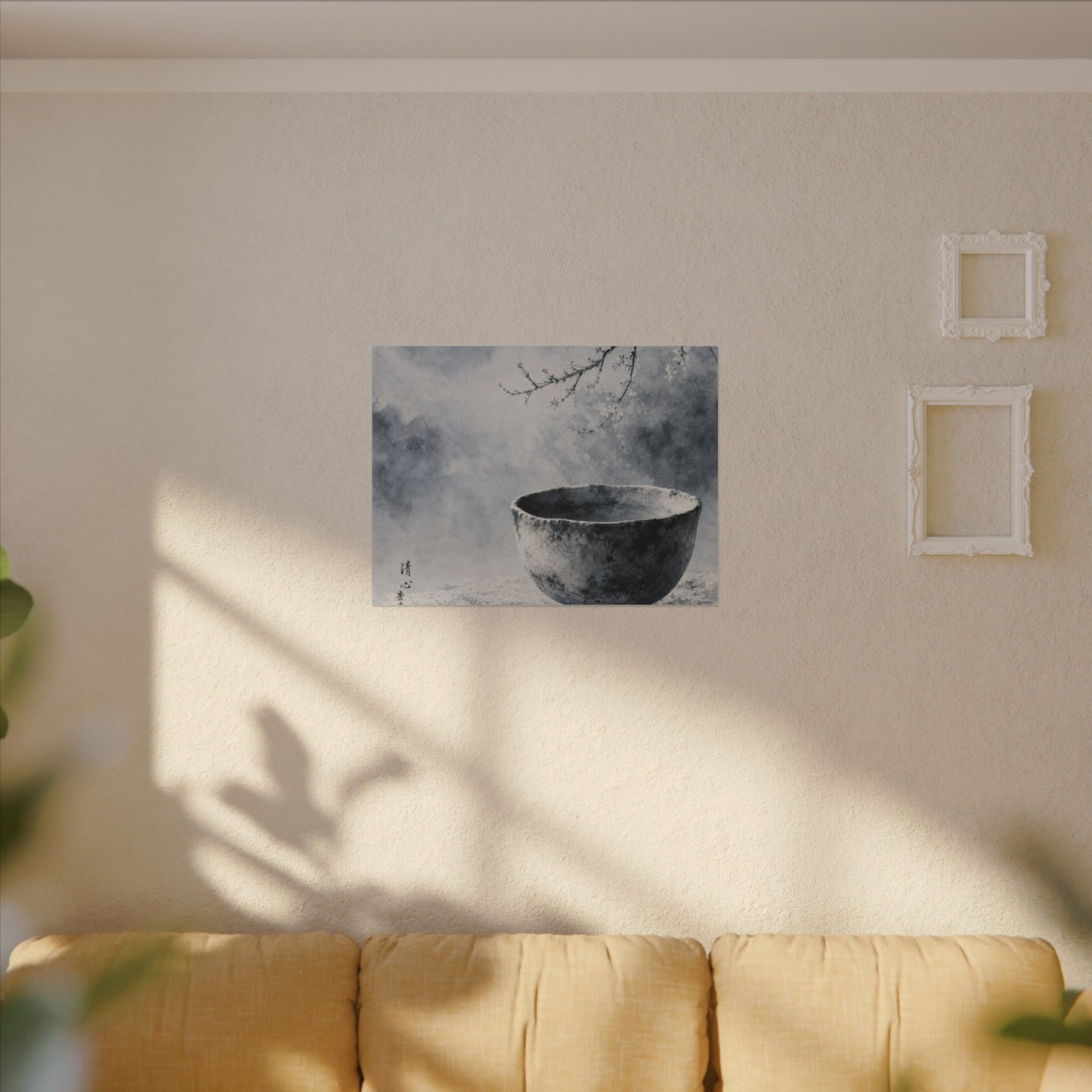 Seijaku Ceramic Bowl Canvas Art - Zen Sumi E