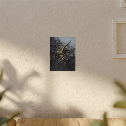 Ma Cracked Earth Canvas Art - Dark Japandi Charcoal Ink