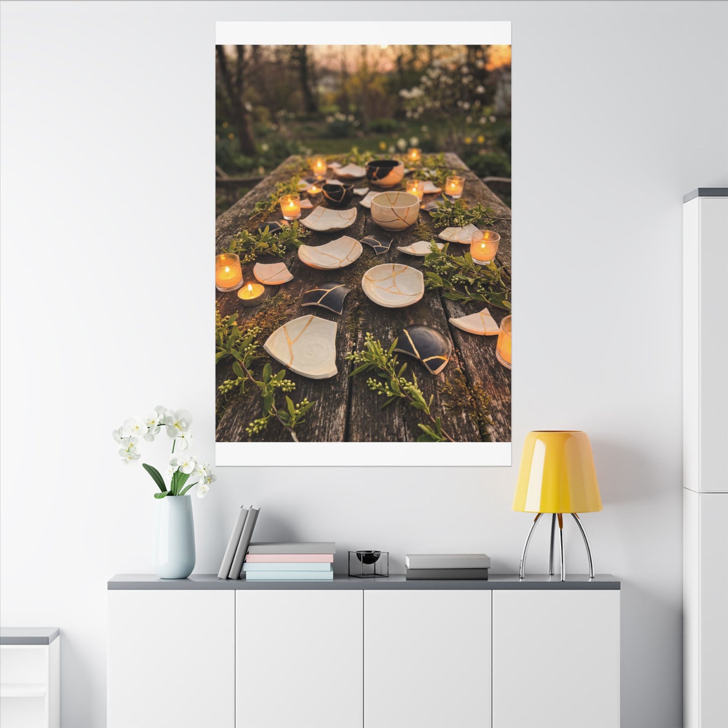 Broken Pottery Spring Canvas Art | Kintsugi Beautiful Design