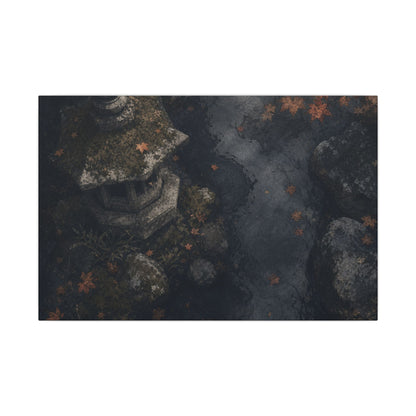 Stone Lantern Canvas Art | Autumn Japandi Texture Art