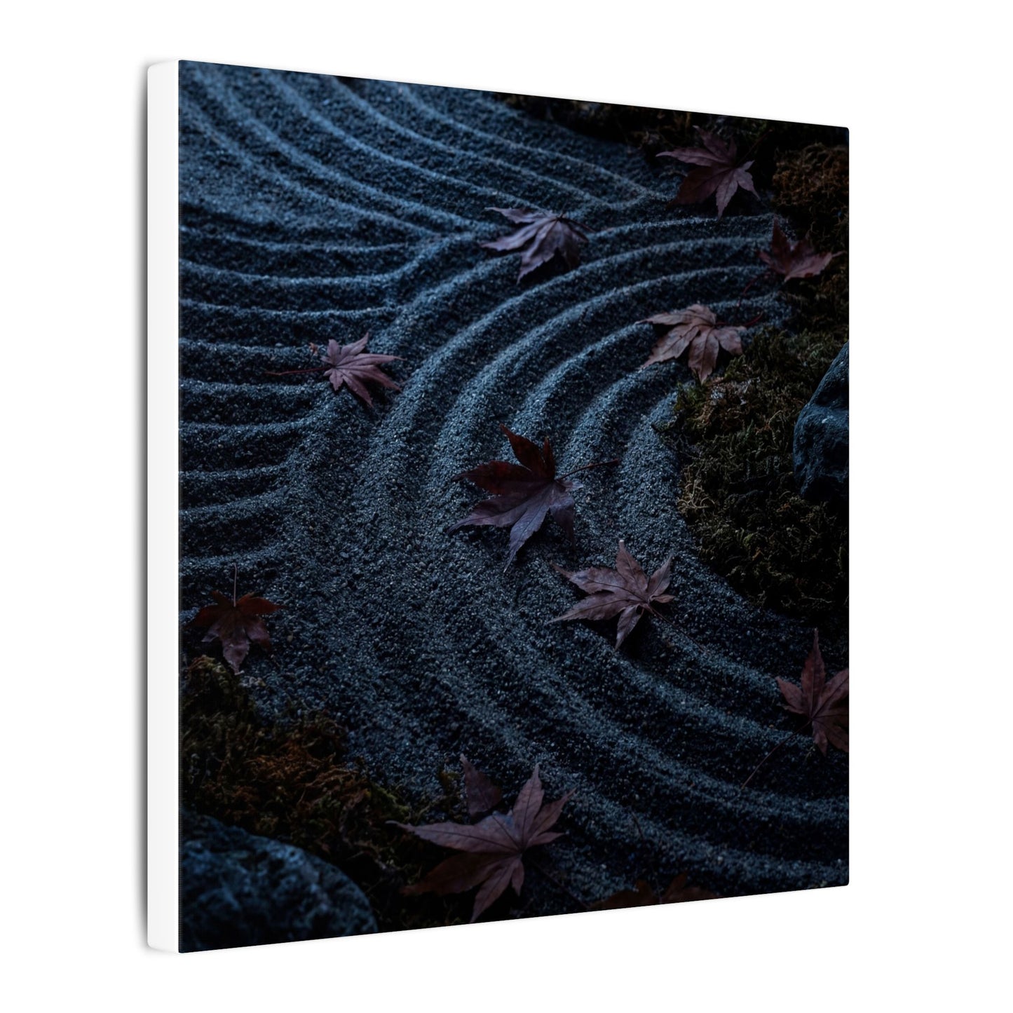 Rock Garden Canvas Art | Autumn Dark Japandi Dark Texture Art
