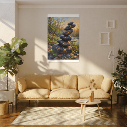 Spring River Stones Gold Repair Canvas Art | Healing Decor