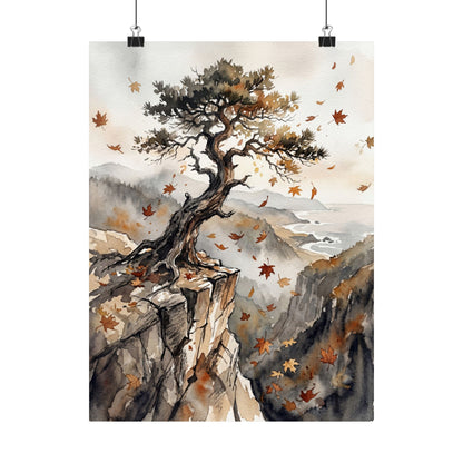 Pine Tree Watercolor Wall Art Print | Earthy Japandi Art