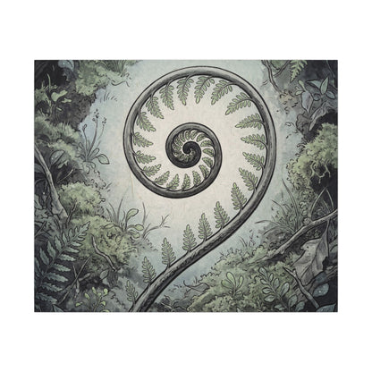 Zen Fern Unfurling in Dawn | Ukiyo E Inspired Canvas Art