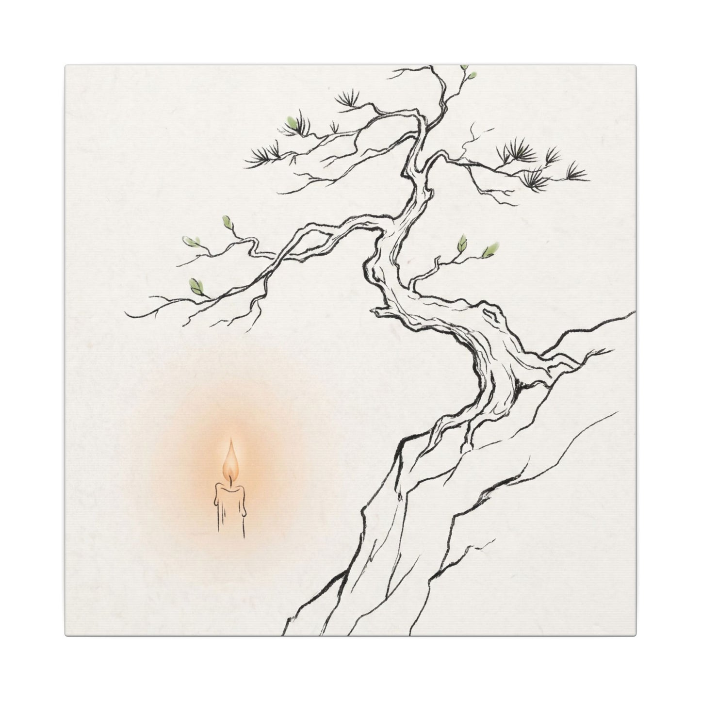 Candlelight Pine Tree Canvas Art - Japandi Shibui