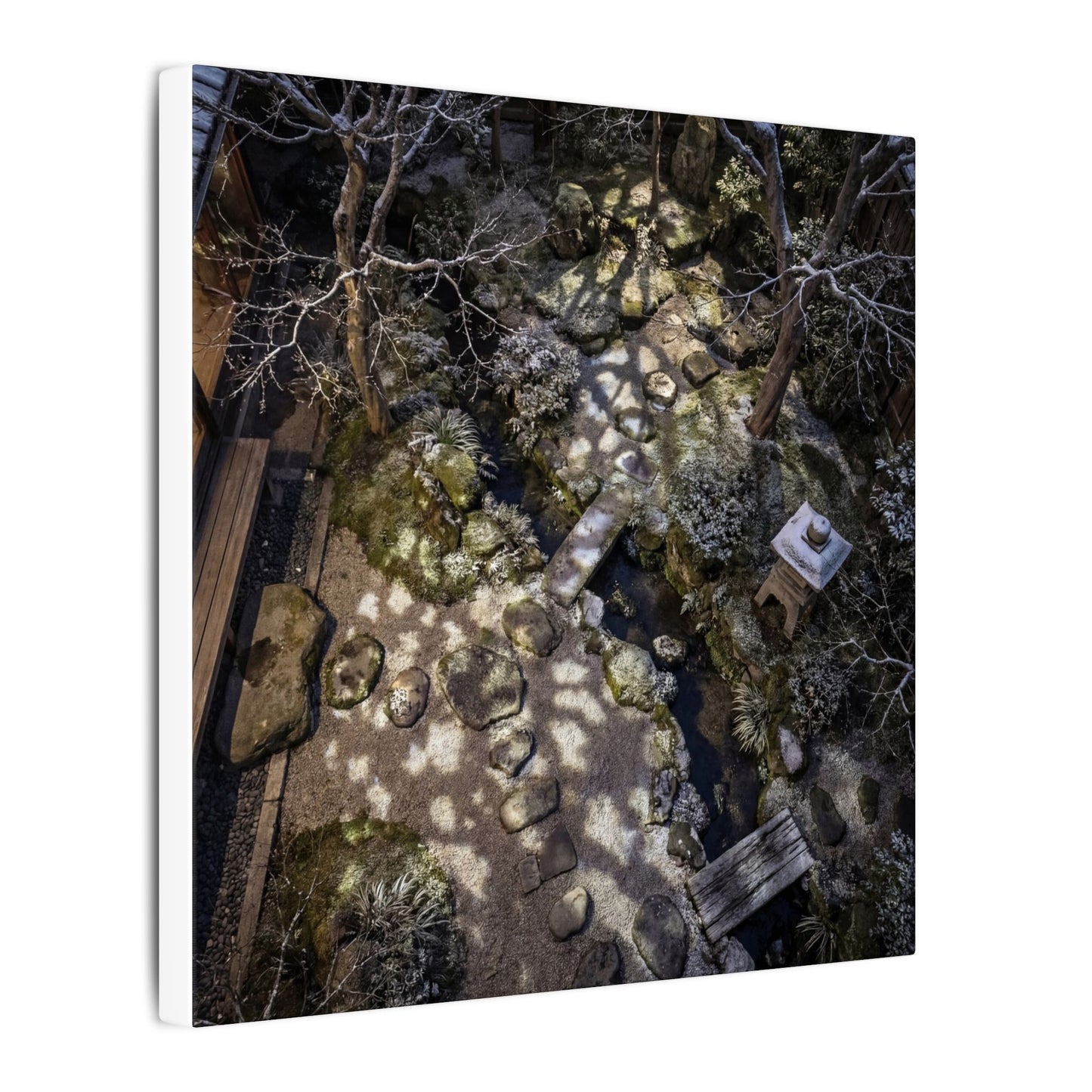 Moonlit Garden Japanese Pattern Canvas Art | Elegant Japandi Art