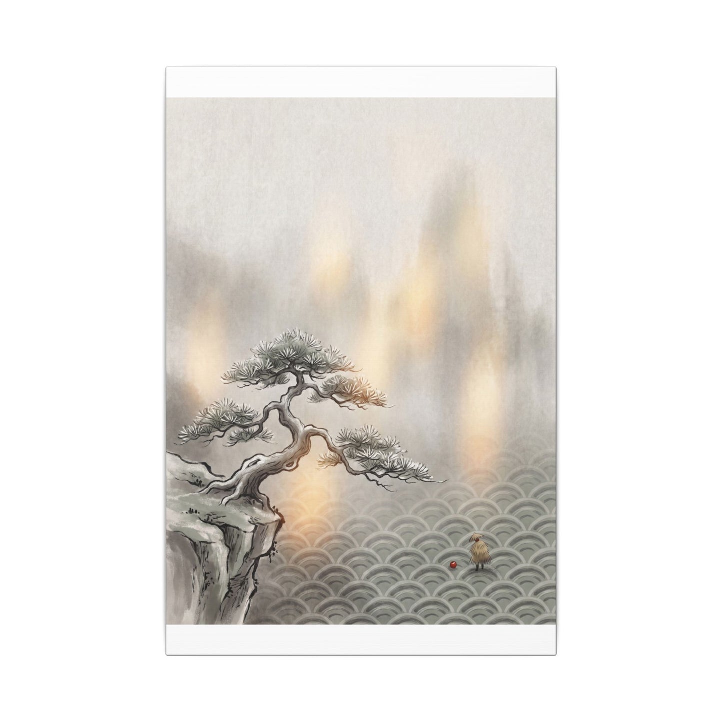 Pine Tree Canvas Art | Winter Japandi Japanese Pattern Art