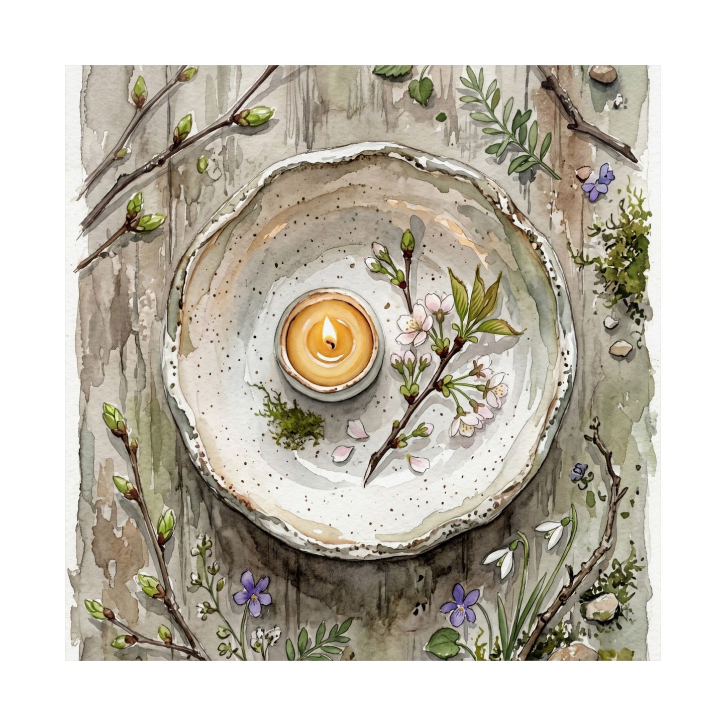 Spring Ceramic Bowl Watercolor Wall Art Print | Elegant Decor