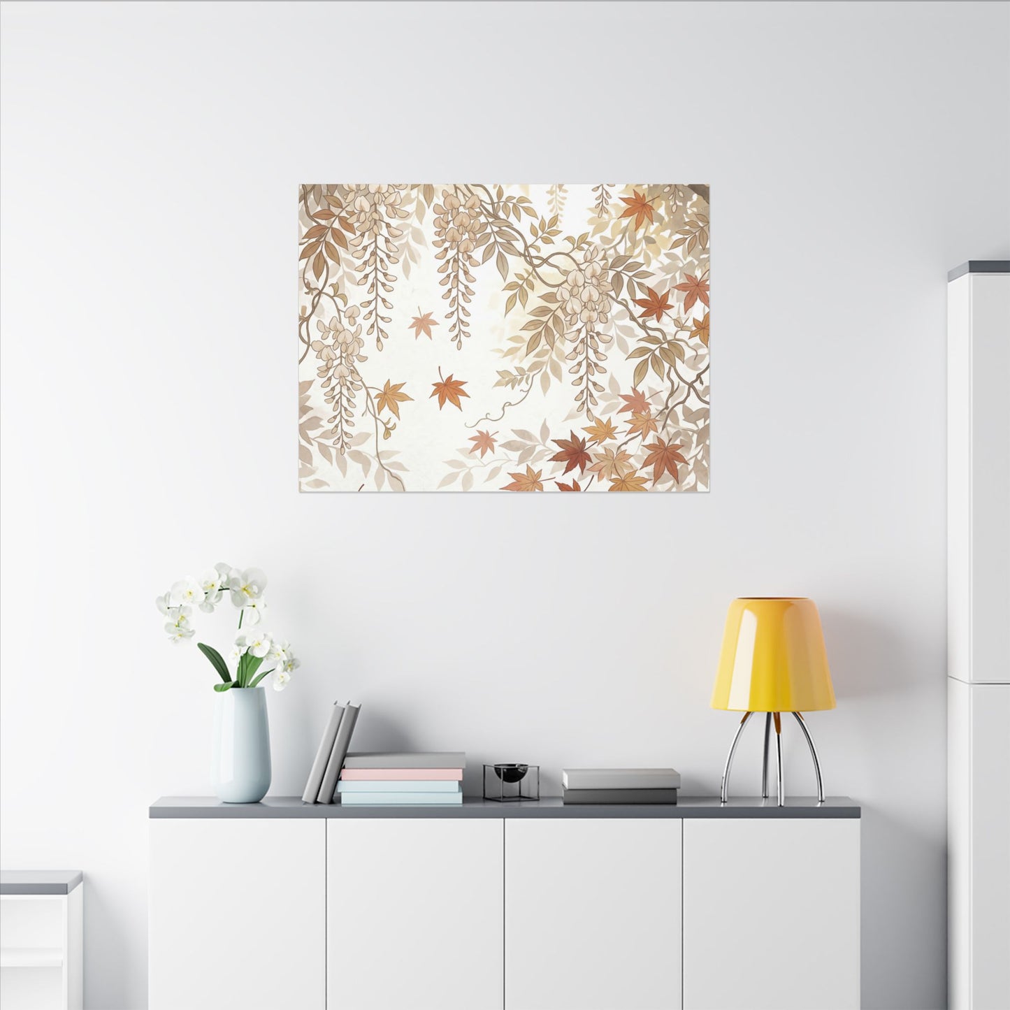 Shibui Wisteria Canvas Art - Japandi Japanese Pattern