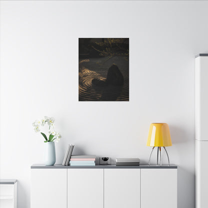 Ma Rock Garden Canvas Art - Dark Japandi Shadow Zen