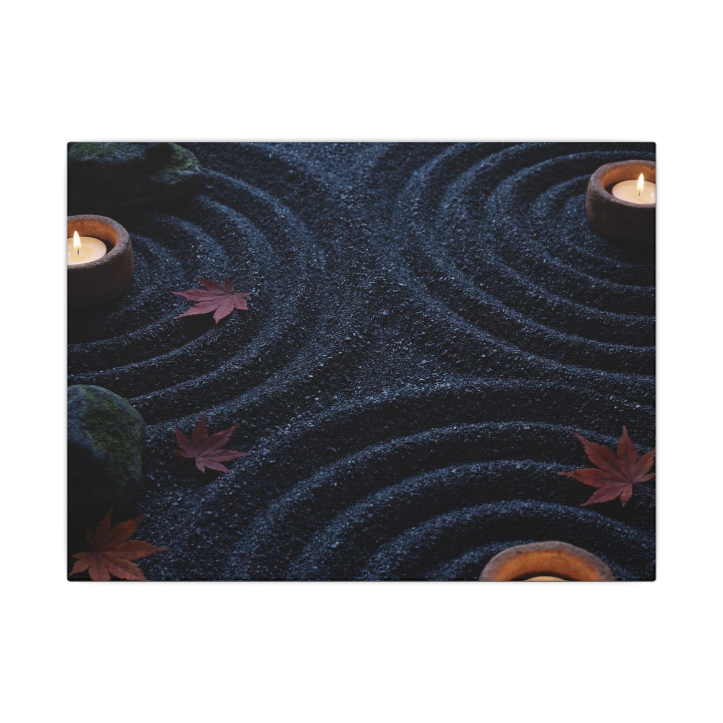 Seijaku Rock Garden Canvas Art - Dark Japandi Dark Texture Art Print