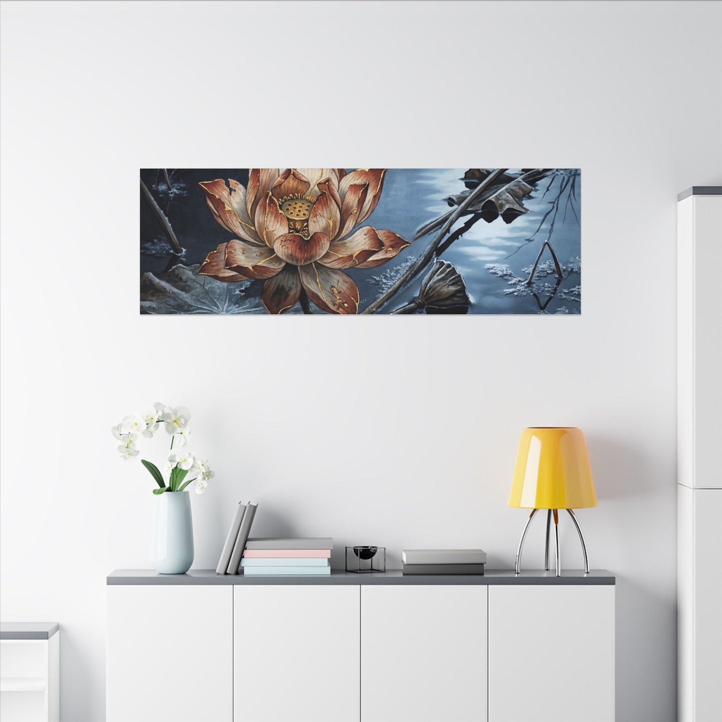 Winter Lotus Flower Broken Beauty Canvas Art | Healing Decor