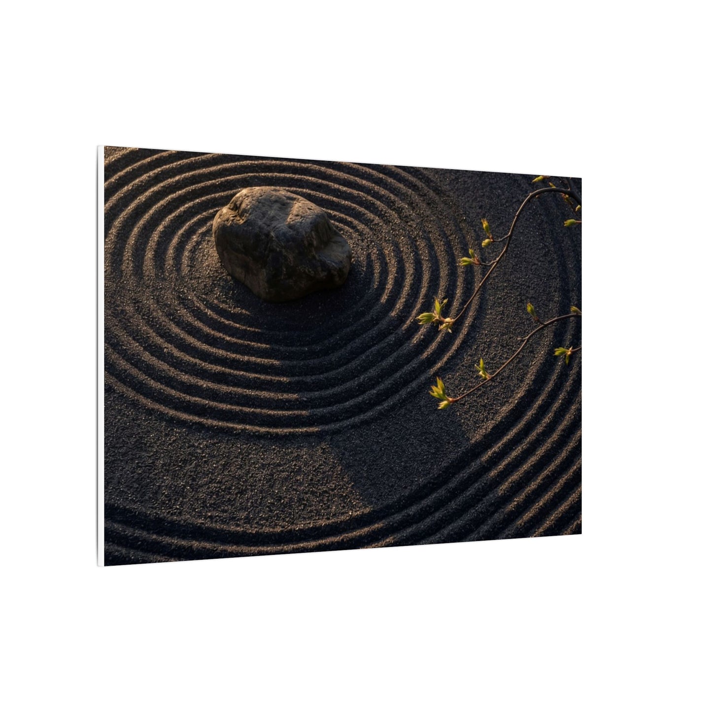 Rock Garden Shadow Zen Canvas Art | Bold Dark Japandi Art