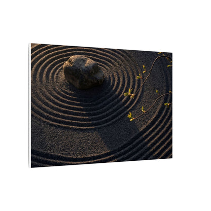Rock Garden Shadow Zen Canvas Art | Bold Dark Japandi Art