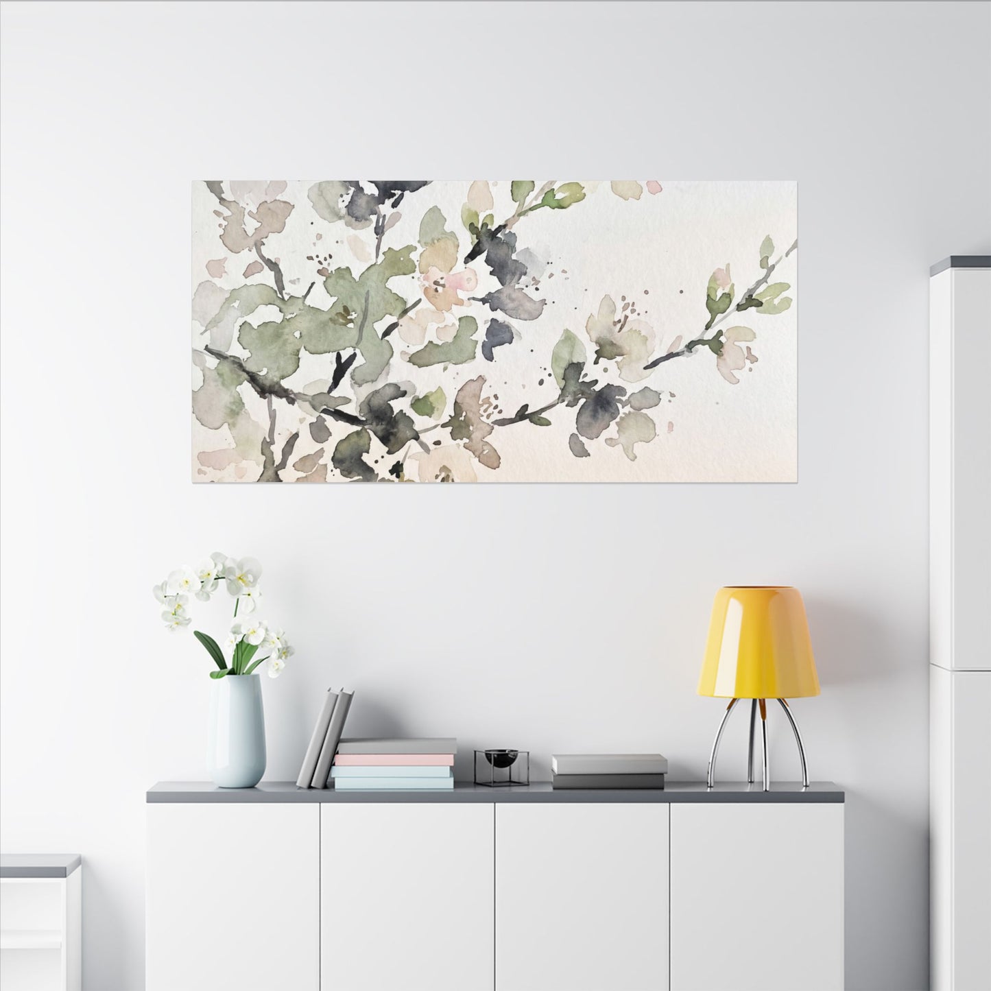 Cherry Blossom Watercolor Canvas Art | Elegant Japandi Art