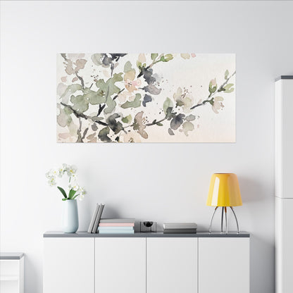 Cherry Blossom Watercolor Canvas Art | Elegant Japandi Art