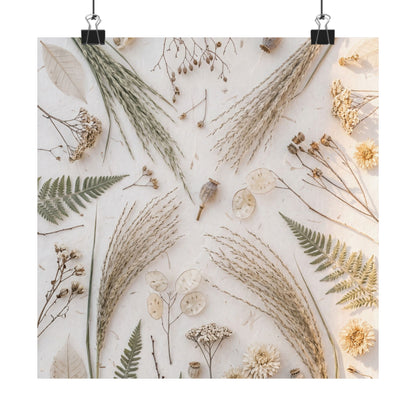 Cozy Dried Flowers Wall Art Print - Japanese Pattern Japandi