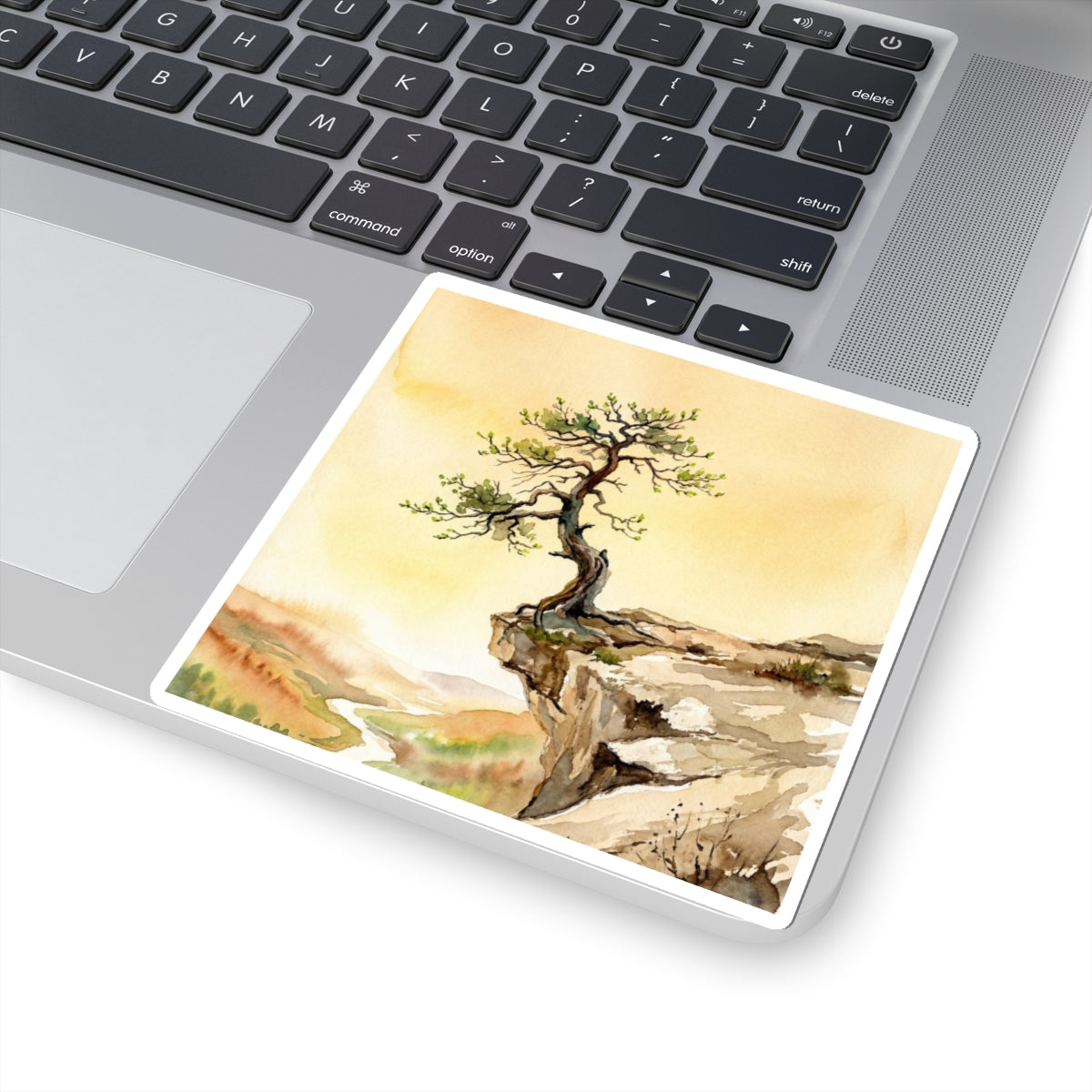 Pine Tree Watercolor Sticker | Warm Japandi Art Art Print