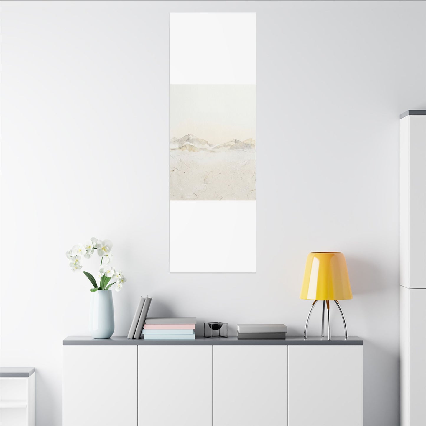 Mountain Mist Winter Canvas Art | Japandi Warm Design