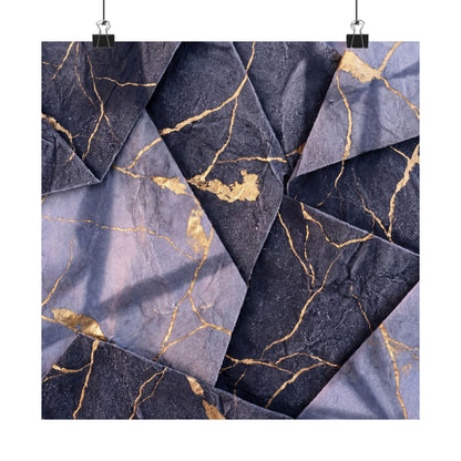 Artful Paper Fold Wall Art Print - Gold Vein Kintsugi Art Print