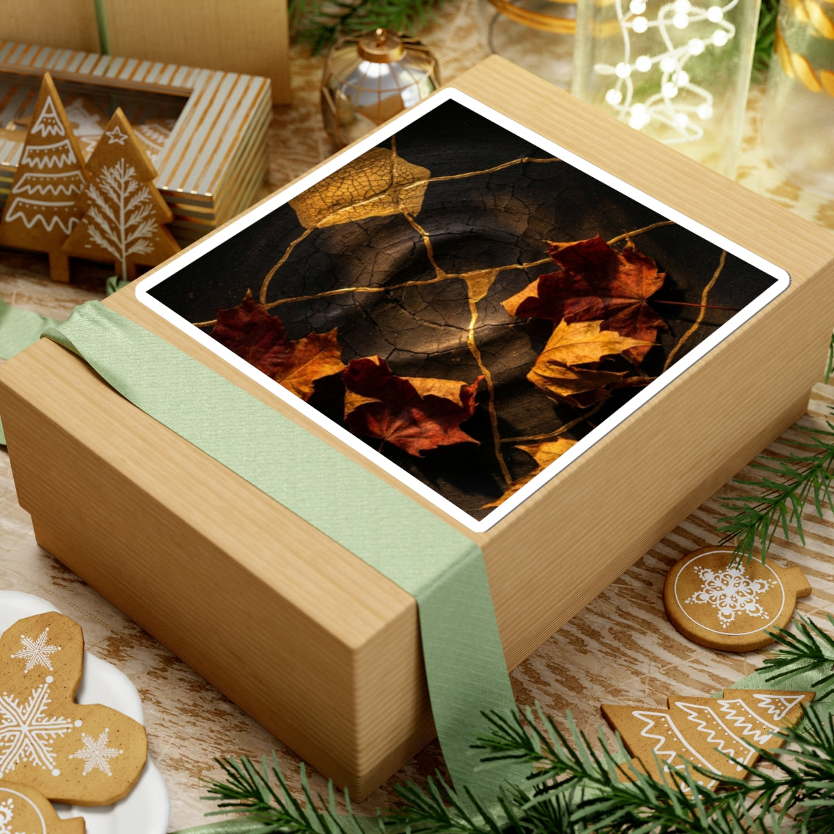 Shadow Play Sticker | Autumn Kintsugi Crackle Gold Art