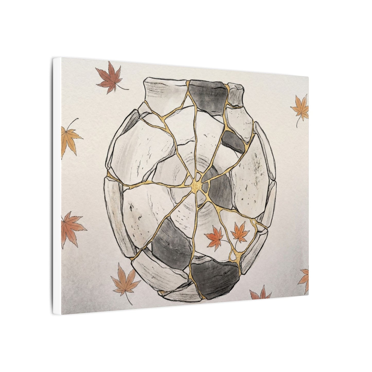 Japandi Broken Pottery in Dawn | Minimal Line Canvas Art
