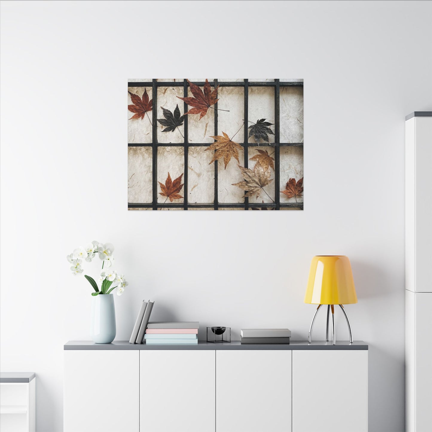 Japandi Shoji Screen in Overcast | Texture Canvas Art