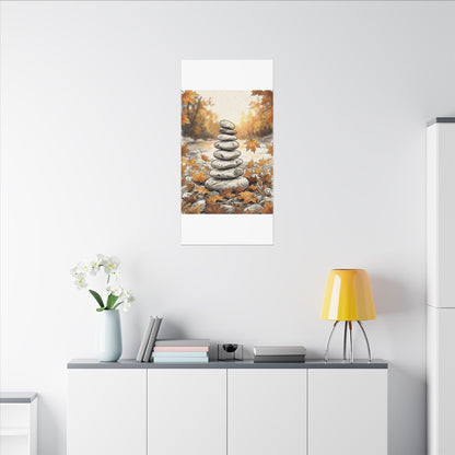 Earthy River Stones Canvas Art - Minimal Line Japandi