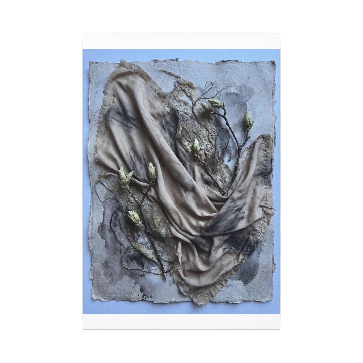 Japandi Silk Drape in Moonlight | Texture Canvas Art