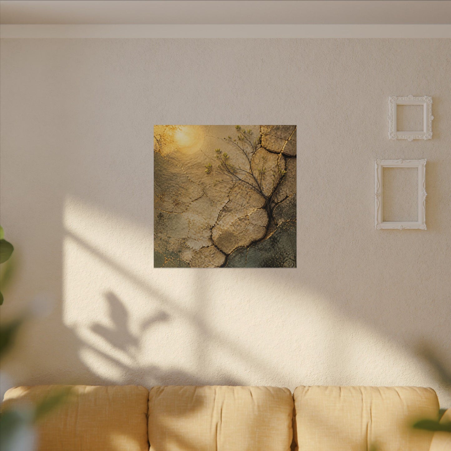 Cracked Earth Spring Canvas Art | Japandi Warm Design