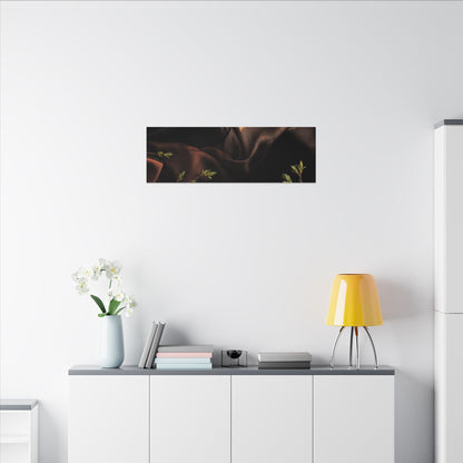 Dark Japandi Silk Drape in Golden Hour | Moody Minimal Canvas Art