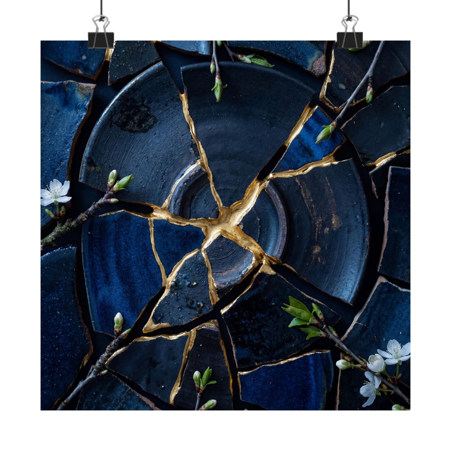 Broken Pottery Spring Wall Art Print | Kintsugi Resilient Design Art Print