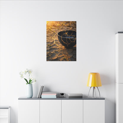 Golden Hour Cracked Earth Canvas Art - Kintsugi Fukinsei