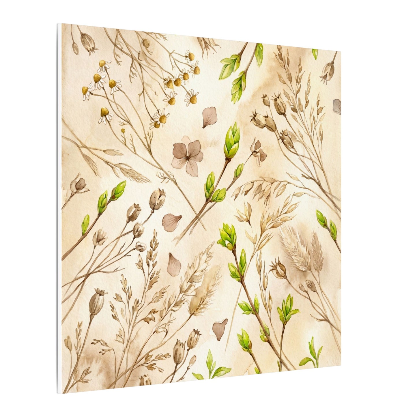 Spring Dried Flowers Watercolor Canvas Art | Earthy Decor