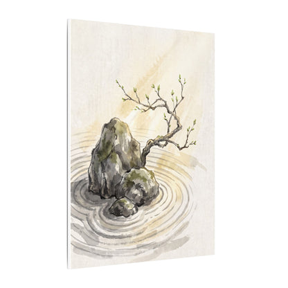 Serene Rock Garden Canvas Art - Sumi E Zen