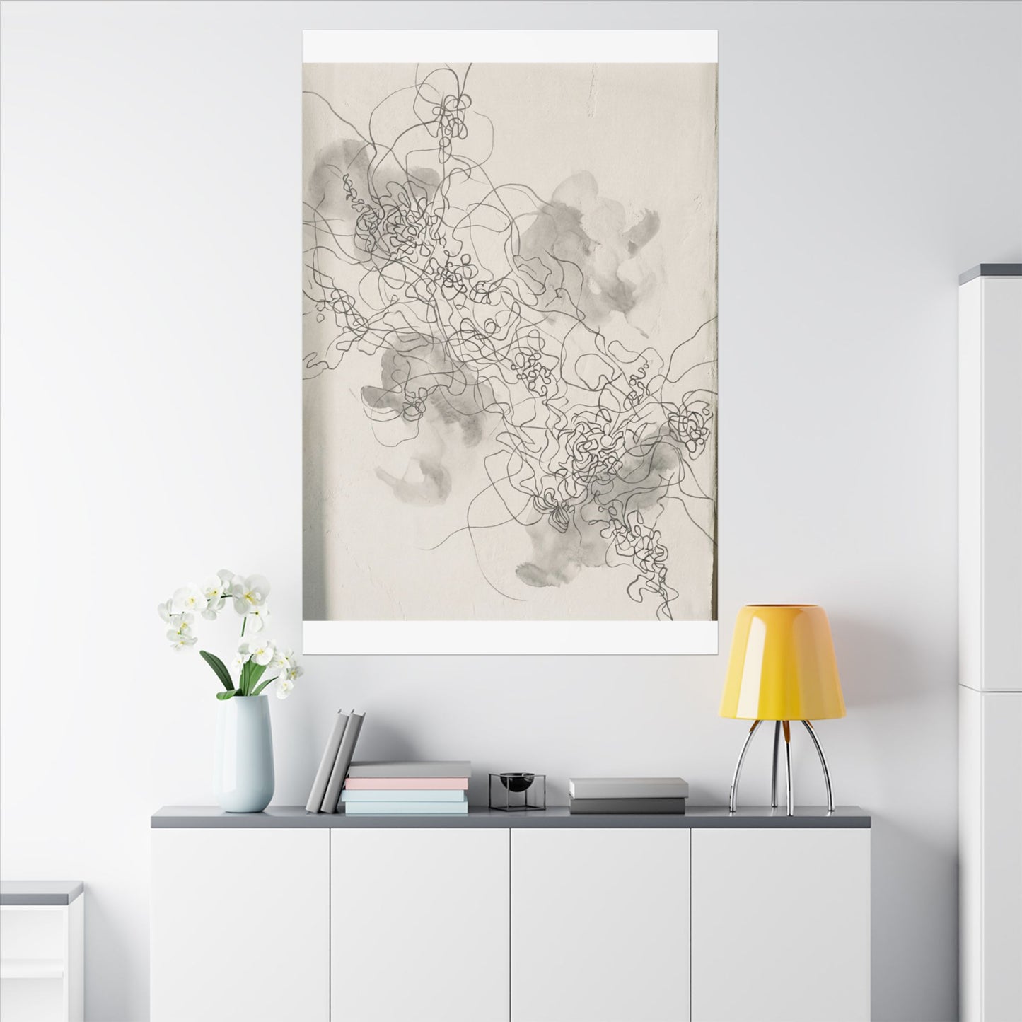Summer Shadow Play Minimal Line Canvas Art | Earthy Decor