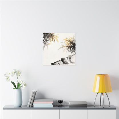 Tea Ceremony Sumi E Canvas Art | Serene Zen Art