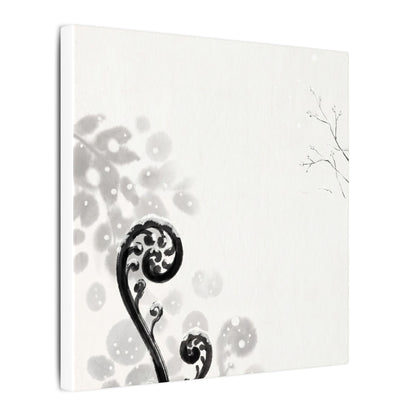 Winter Fern Unfurling Ukiyo E Inspired Canvas Art | Peaceful Decor