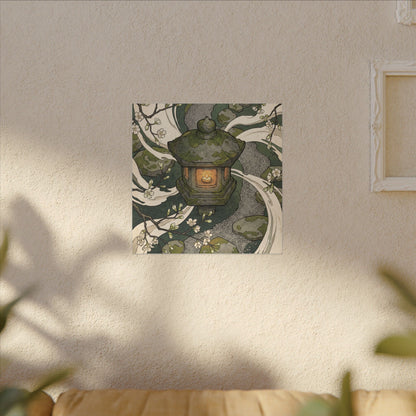 Zen Stone Lantern in Candlelight | Ukiyo E Inspired Canvas Art